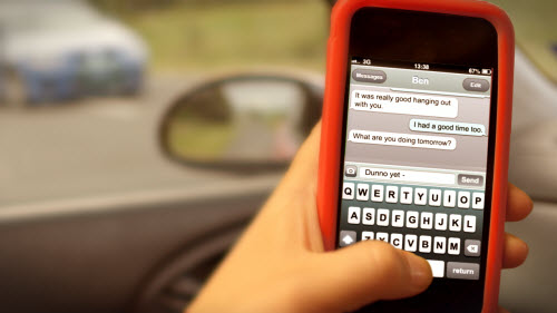 Text messages on a mobile phone