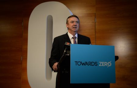 Roads Minister Terry Mulder addressing media at RACV Club