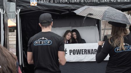 getting coffee at a driver reviver stop