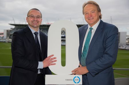 TAC chief executive Joe Calafiore and Geelong Cats chief executive Brian Cook at Simonds Stadium